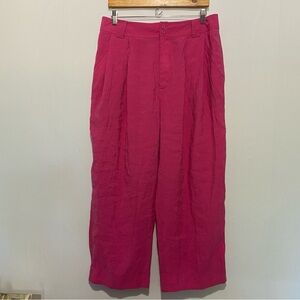 Anthropologie Wide Leg Pleated Pants 14T | Hot Pink Modal Blend | High Rise